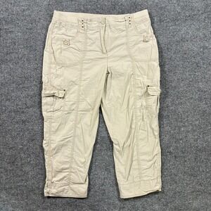 Chico's Womens Cargo Pants Size 2 Crop Beige Stretch Outdoor Mid Rise